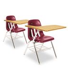 Virco 9700 Series Chair Desk, 18-3/4w x 31d x 30-1/2h, Medium Oak/Wine, 2/Carton VIR9700BR50084