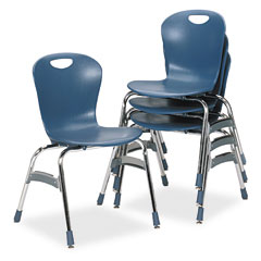 Virco Ergonomic Stack Chair, 18" High Zuma Bucket Seat, Blueberry, 4/Carton VIRZU41840