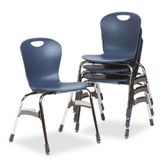 Virco Ergonomic Stack Chair, 18" High Zuma Bucket Seat, Navy, 4/Carton VIRZU41851