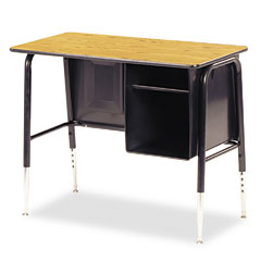 Virco Jr. Executive Desk, 34w x 20d, Medium Oak VIR765084