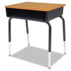 Virco Open Front Student Desk, 24w x 18d, Medium Oak Top, 2/Carton VIR785084