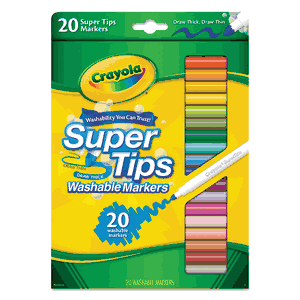 Washable Markers, Super Tip, 20/PK, Assorted, Sold as 1 Box