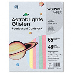 Wausau Paper Astrobrights Glisten Pearlescent Colored Paper, 65lb, 8-1/2 x 11, 48 Sheets/Pack WAU45124