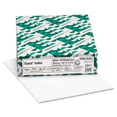 Wausau Paper Exact Index Card Stock, 110 lbs., 8-1/2 x 11, White, 250 Sheets/Pack WAU40411