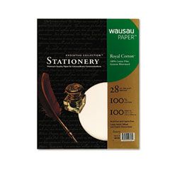 Wausau Paper Executive Cotton Fine Business Paper, 28 lbs., 8-1/2 x 11, Ivory, 100/Pack WAU29727