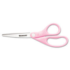 Westcott All Purpose Breast Cancer Awareness Scissors, 8" Length, 3-1/2" Cut, Pink ACM15387