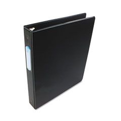Wilson Jones Basic Vinyl Round Ring Binder With Label Holder, 1" Capacity, Black WLJ36814NHB