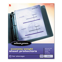 Wilson Jones Economy Weight Sheet Protector, Non-Glare Finish, Clear, 50/Box WLJ21422