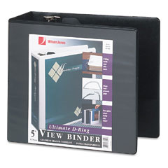 Wilson Jones Heavy-Duty D-Ring Vinyl View Binder, 5" Capacity, Black WLJ38550B