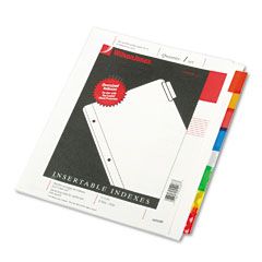 Wilson Jones Oversized Reinforced Insertable Index, Multicolor 8-Tab, 9-1/4 x 11, White WLJ55208
