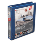 Wilson Jones Premium Single-Touch Locking Round Ring View Binder, 1-1/2" Capacity, Blue WLJ87904