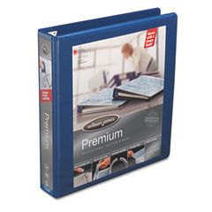 Wilson Jones Premium Single-Touch Locking Round Ring View Binder, 1-1/2" Capacity, Blue WLJ87904