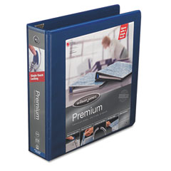 Wilson Jones Premium Single-Touch Locking Round Ring View Binder, 2" Capacity, Blue WLJ87907
