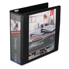Wilson Jones Premium Single-Touch Locking Round Ring View Binder, 3" Capacity, Black WLJ87909
