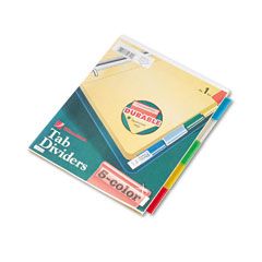 Wilson Jones Single-Sided Reinforced Insertable Index, Multicolor 5-Tab, Letter, Buff, 5/Set WLJ54309