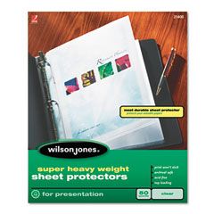 Wilson Jones Super Heavy Weight Sheet Protector, Non-Glare Finish, Clear, 50/Box WLJ21401