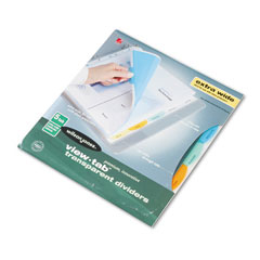 Wilson Jones View-Tab Transparent Index Dividers, 5-Tab, Extra Wide Square, Letter, Assorted WLJ55069