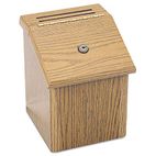 Wood Suggestion Box, Latch Lid Key Lock, 7 3/4 x 7 1/2 x 9 3/4, Oak, Sold as 1 Each