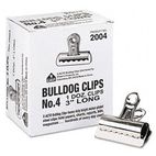X-ACTO Bulldog Clips, Steel, 1" Capacity, 3"w, Nickel-Plated, 12/Box EPI2004