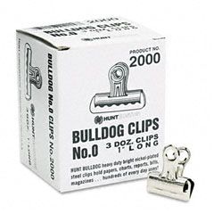 X-ACTO Bulldog Clips, Steel, 5/16" Capacity, 1"w, Nickel-Plated, 36/Box EPI2000