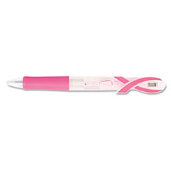 Zebra Breast Cancer Awareness Clip-On Ballpoint Retractable Pen, Black/Red Ink, Fine ZEB32071