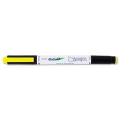 Zebra Eco Zebrite Double-Ended Highlighter, Chisel/Fine Point, Fluor Yellow, 12/Pk ZEB75050