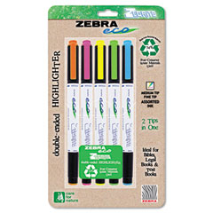Zebra Eco Zebrite Double-Ended Highlighter, Chisel/Fine Point Tip, 5/Set ZEB75005