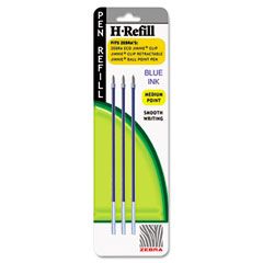 Zebra H-Refills for Jimnie Clip Retractable Ballpoint, Medium, Blue, 3/Pack ZEB85923