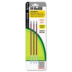 Zebra H-Refills for Jimnie Clip Retractable Ballpoint, Medium, Red, 3/Pack ZEB85933