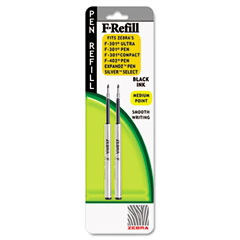 Zebra Refill for F301, F301 Ultra, F402, 301A, Spiral Ballpoint, Med, Black, 2/Pack ZEB85412