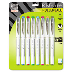 Zebra Regal Roller Ball Stick Pen, Assorted Ink, Arrow, 8 per Pack ZEB44508