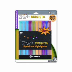 Zebra Zazzle Brights Hghlghtr, Chisel Tip, Assorted Colors, 10/Set ZEB71111
