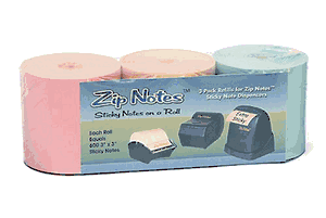 Zipnotes 3 pack Pink/Yellow/Blue Refills 