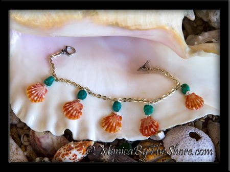 5 Sunrise Shells & Turquoise Charm Bracelet