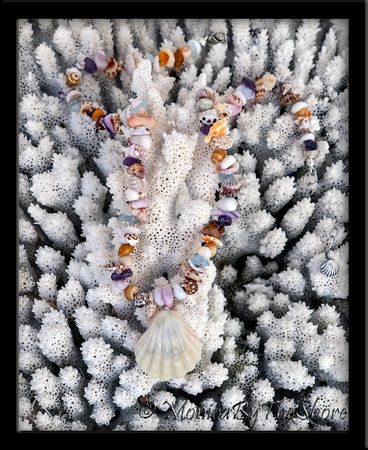 Albino Sunrise Shell "Beach Candy" Seashells and Gemstone Necklace