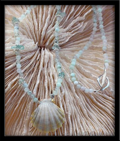 Aquamarine Sunrise Shell & Chrysoparse Necklace