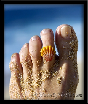Baby Pink & Orange Sterling Hawaiian Sunrise Shell Silver Toe Ring