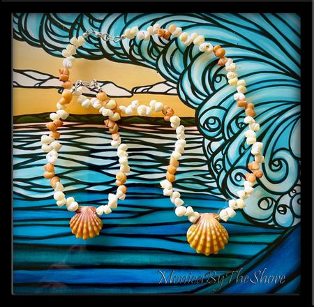 Child's Sunrise Shell and Seashell Necklace and Bracelet Set