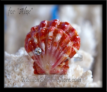 Custom Double Red Sunrise Shells Engagement Ring for "Alex"