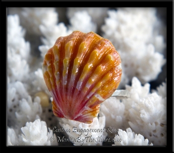 Custom Sunrise Shell & Fine Silver Engagement Ring