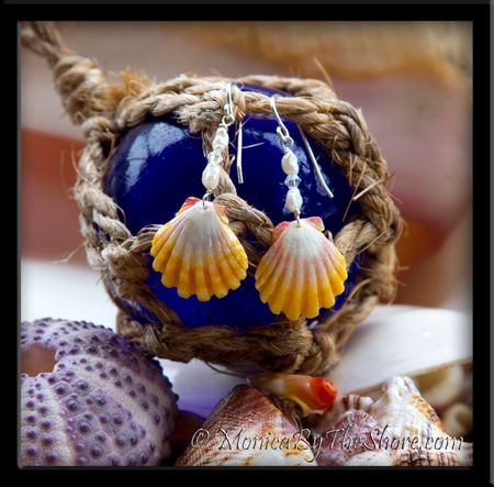 Hawaiian Sunrise Shell Fresh Water Pearls & Crystal Earrings