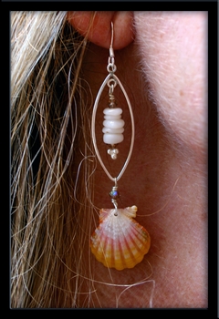 Hawaiian Sunrise Shell Puka Shell & Silver Earrings