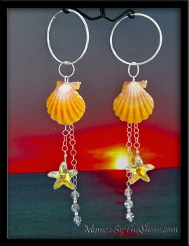 Hawaiian Sunrise Shells & Swarovski Crystal Star Fish & Bubble Earrings Hawaiian Sunrise Shells & Swarovski Crystal Star Fish & Bubble Earrings