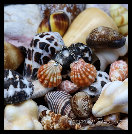 Orange Sunrise Shells Hawaiian Earrings