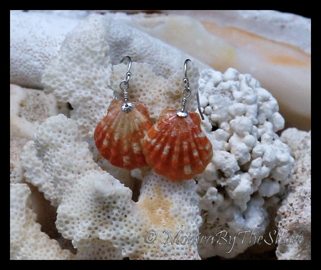 Orange Sunrise Shells Hawaiian Earrings Orange Sunrise Shells Hawaiian Earrings