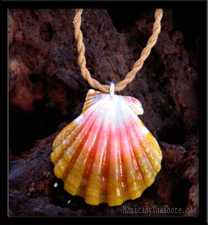 Peach & Gold Sunrise Shell & Twisted Cord Necklace