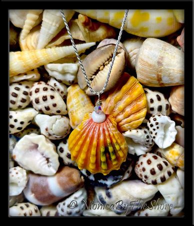 Rainbow Sunrise Shell, Puka Shell and Swarovski Crystal Necklace