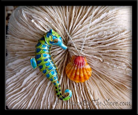 Red & Orange Tiger Stripe Hawaiian Sunrise Shell Pendant Silver Necklace