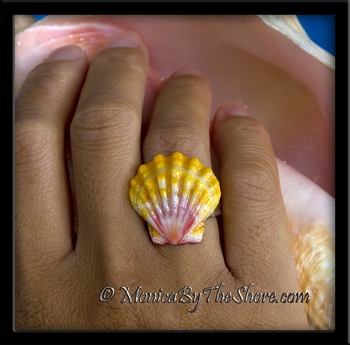 Soft Classic Colors Hawaiian Sunrise Shell Sterling Silver Ring