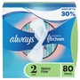 Always Infinity FlexFoam Heavy Flow Pads with Flexi-Wings, Unscented, Size 2, 80 ct